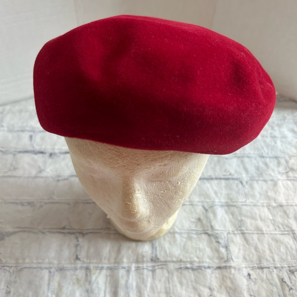 VTG 1950’S BORDALINO ANTICA CASA BURGUNDY WOOL WOMEN’S BERET SIZE 56